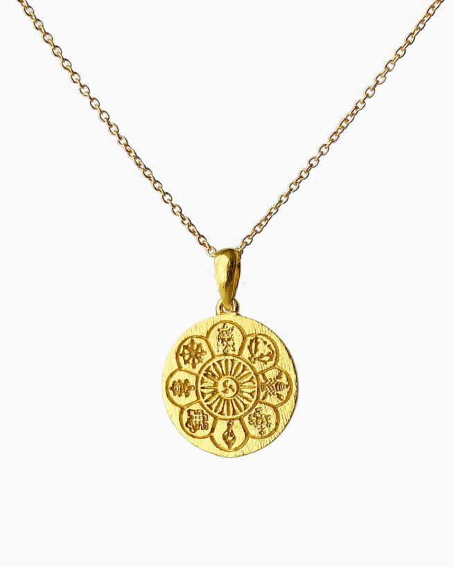 gold plated auspicious circle necklace by veda