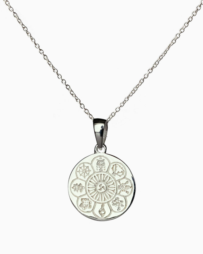 silver auspicious circle necklace by veda