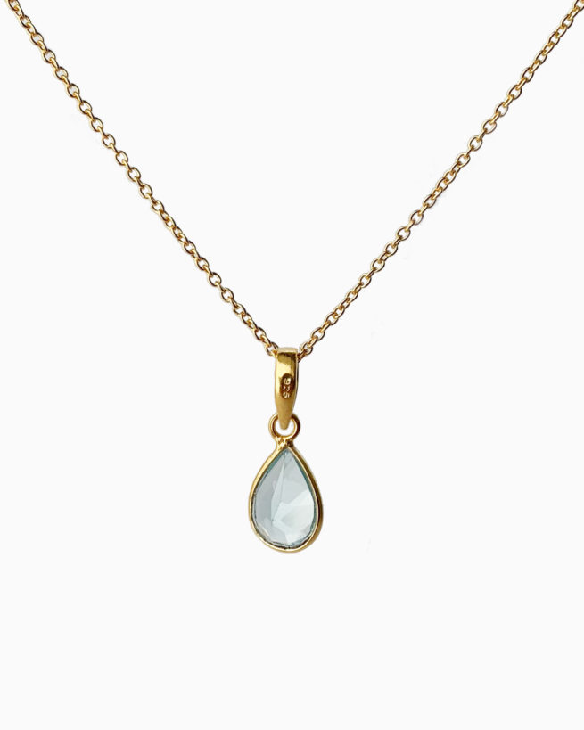 gold plated blue topaz medium stone necklace by veda