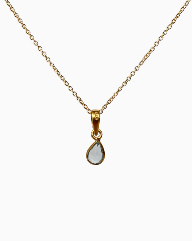 gold plated blue topaz small stone necklace by veda
