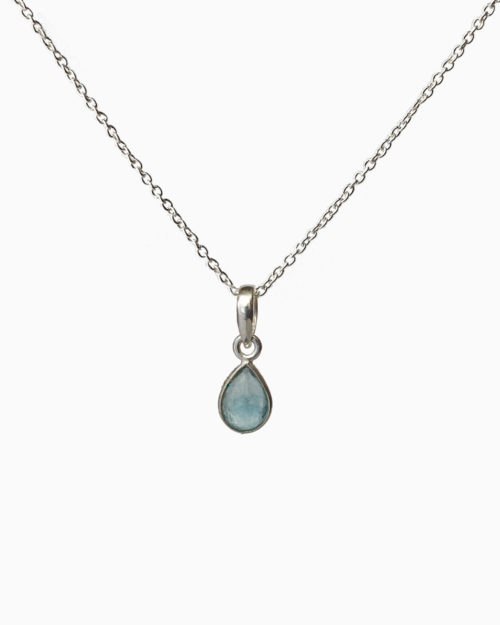 silver blue topaz small stone necklace by veda