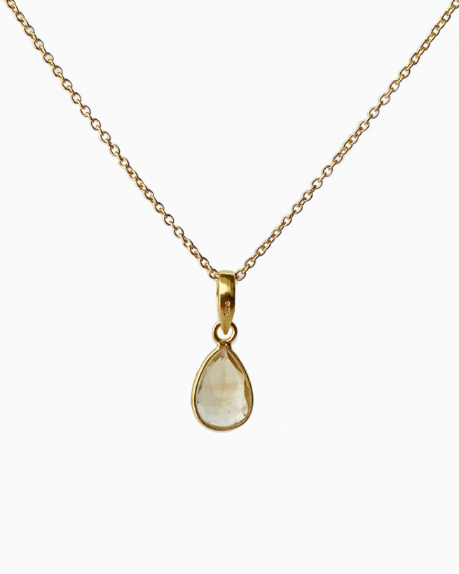gold plated citrine medium stone necklace by veda