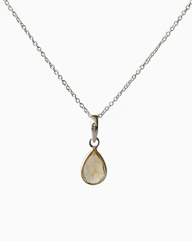 silver citrine medium stone necklace by veda