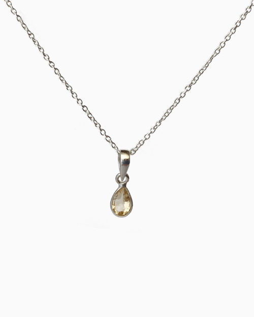 silver citrine small stone necklace by veda