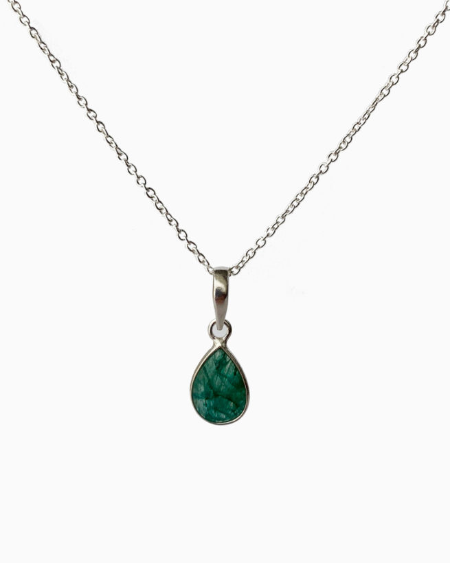 silver medium emerald necklace by veda