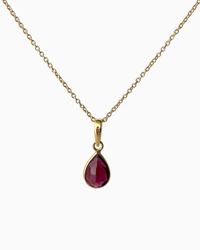 gold plated garnet medium stone necklace by veda