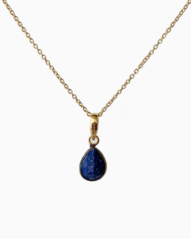 gold plated lapis medium stone necklace by veda