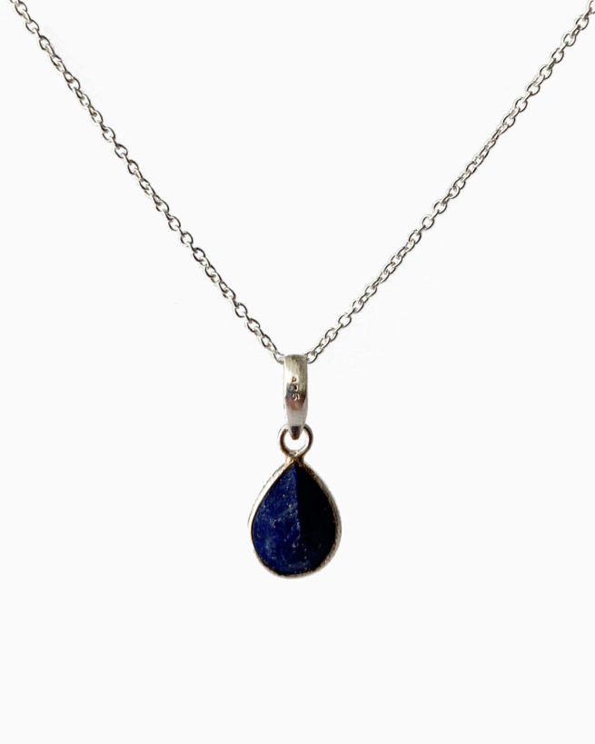 silver lapis medium stone necklace by veda