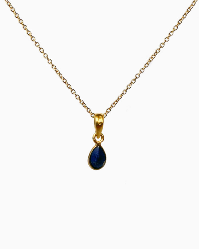 gold plated lapis small stone necklace by veda