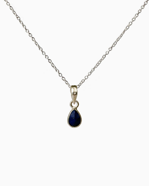 silver lapis small stone necklace by veda