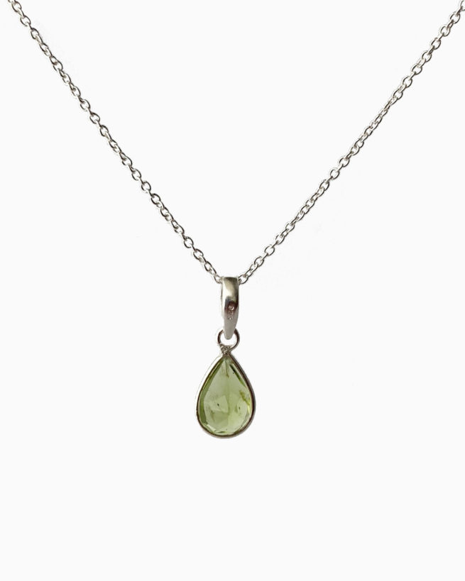 silver medium stone peridot necklace by veda