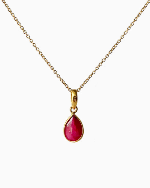 gold plated medium ruby necklace by veda