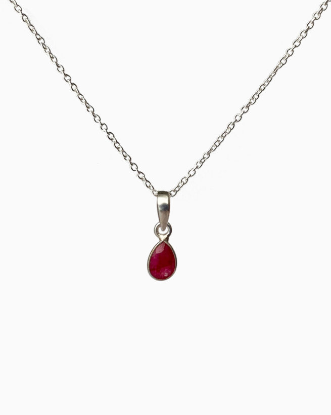 silver ruby small stone necklace by veda