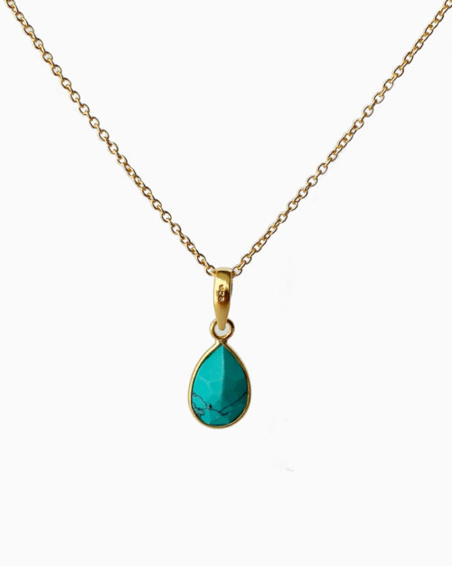 gold plated turquoise medium stone necklace by veda