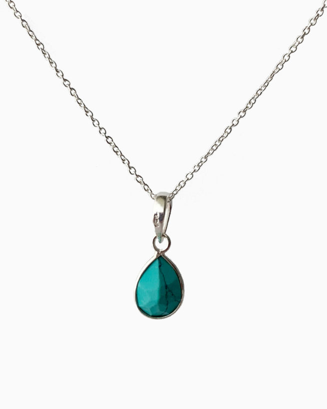 silver turquoise medium stone necklace by veda