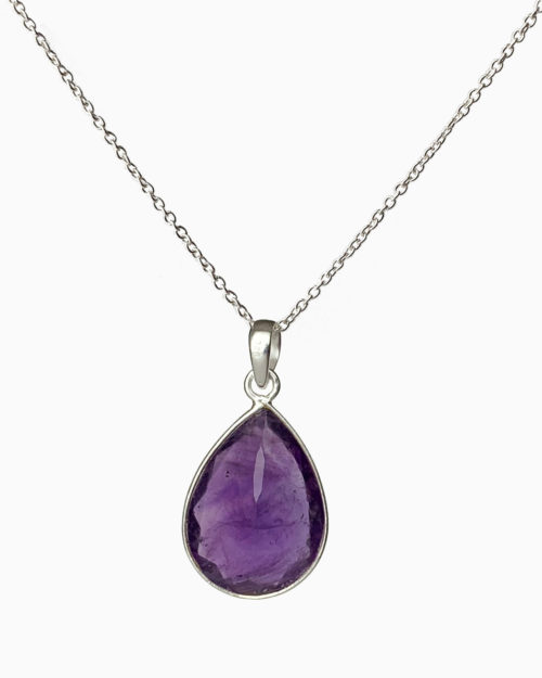 silver large amethyst necklace by veda