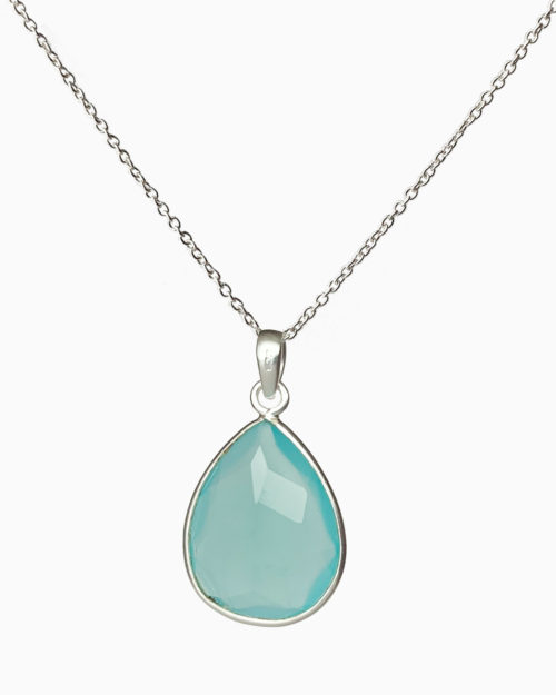 silver large aqua chalcedony necklace by veda