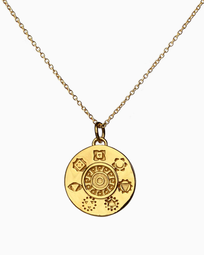 gold plated balanced chakras necklace by veda