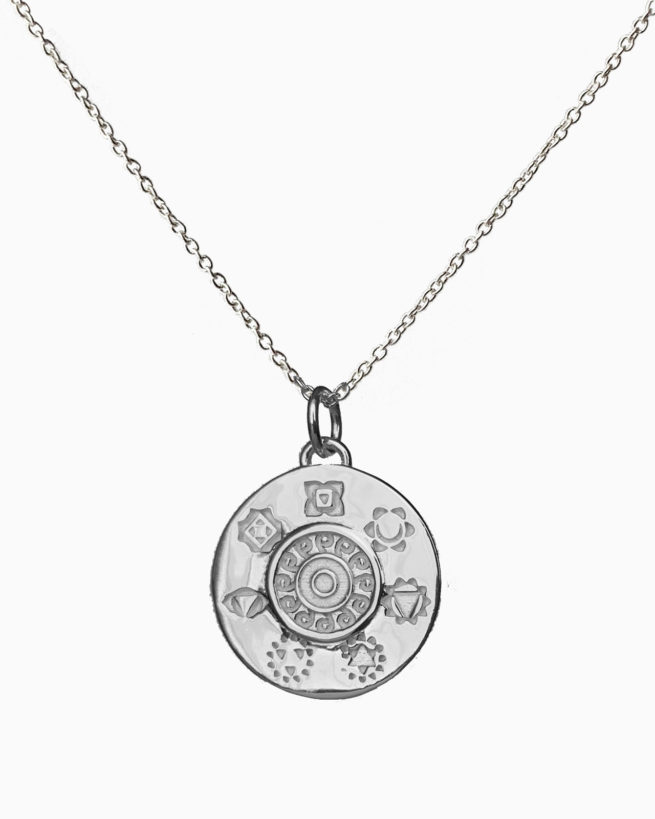 silver balanced chakras necklace by veda