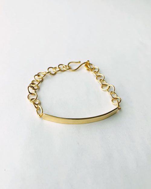gold plated link bracelet with bar by veda