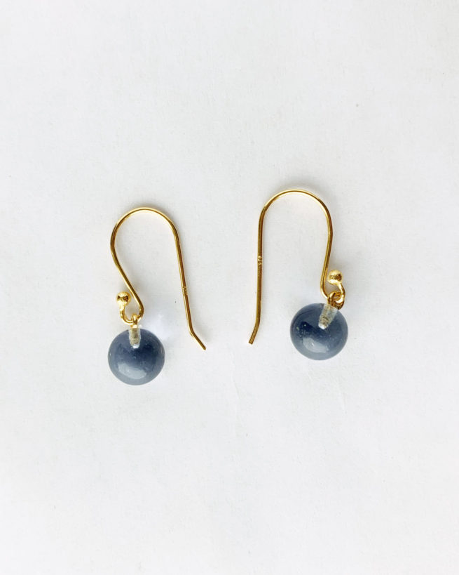 blue chalcedony gold plated drop earrings by veda