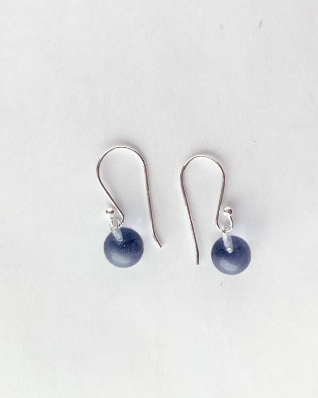 blue chalcedony silver drop earrings by veda