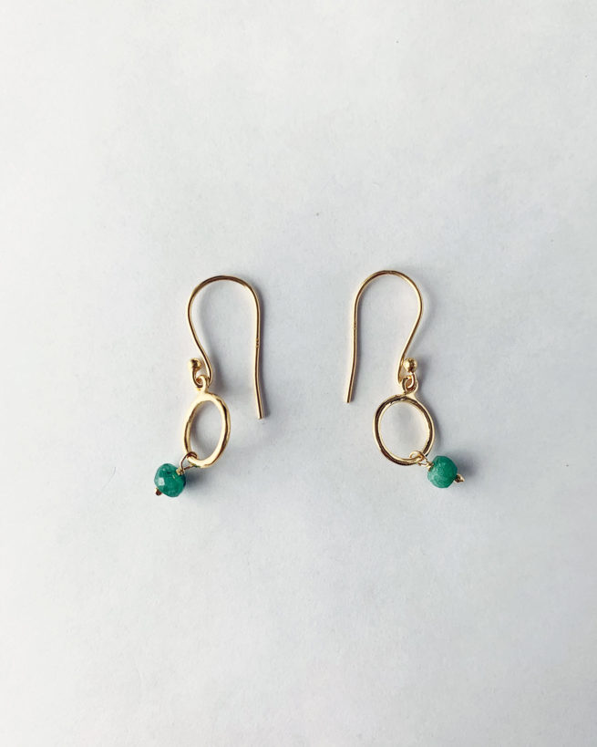 emerald circle gold plated drop earrings by veda