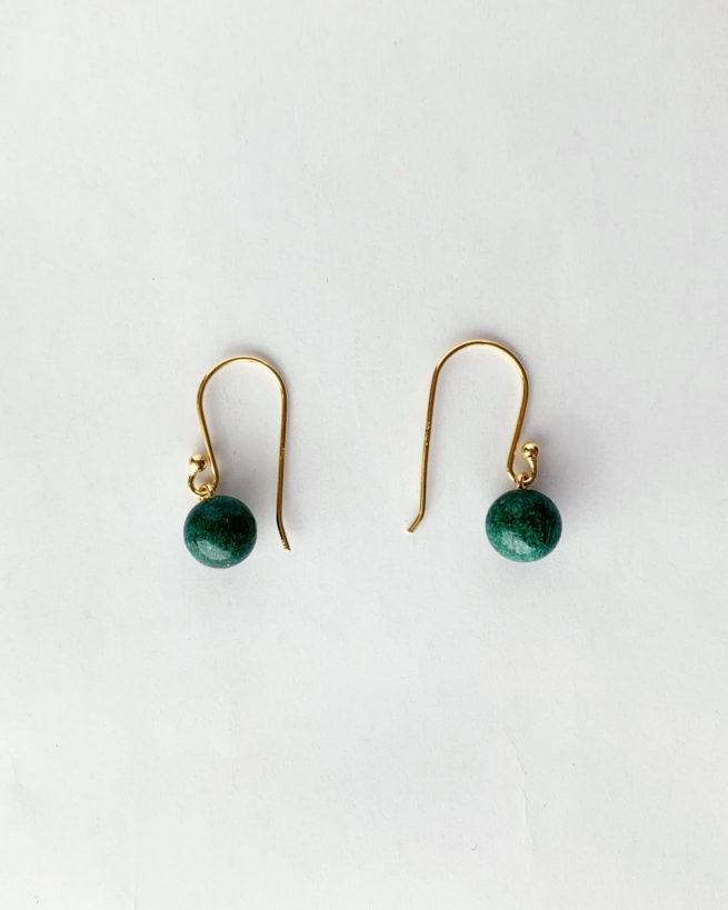 emerald gold plated drop earrings by veda