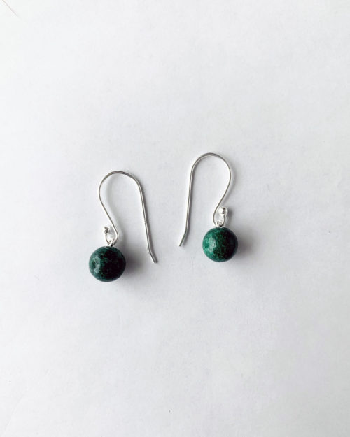 emerald silver drop earrings by veda