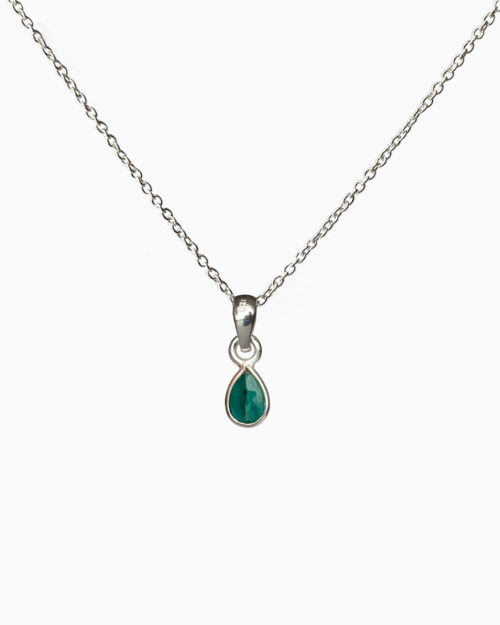 silver emerald small stone necklace by veda