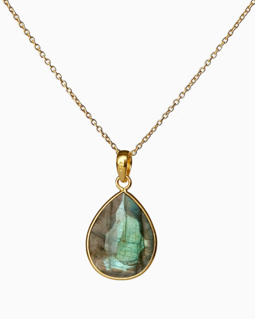 gold plated large labradorite necklace by veda