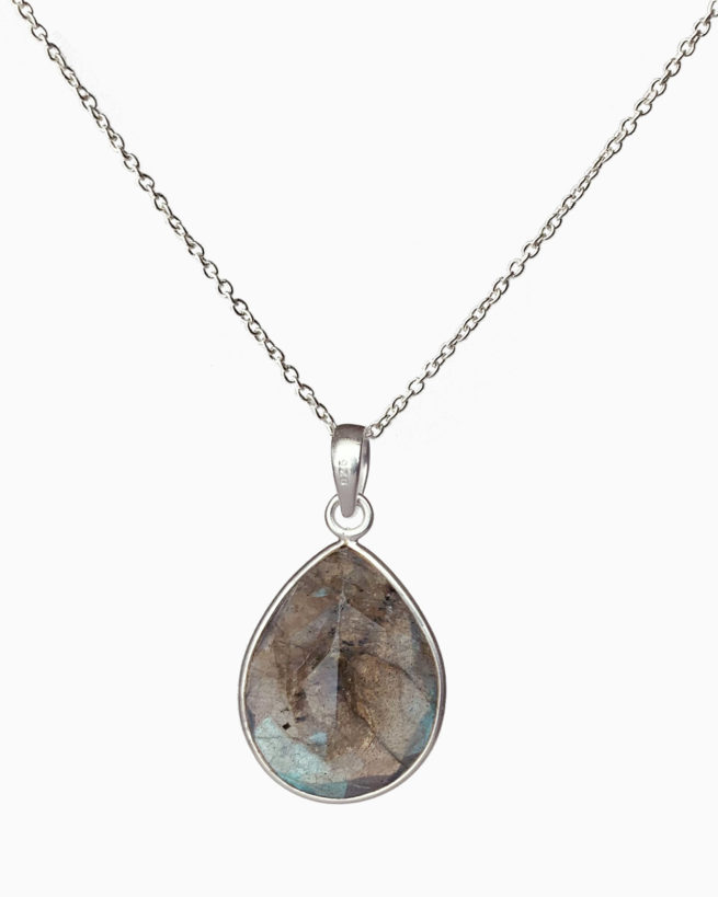 silver large labradorite necklace by veda