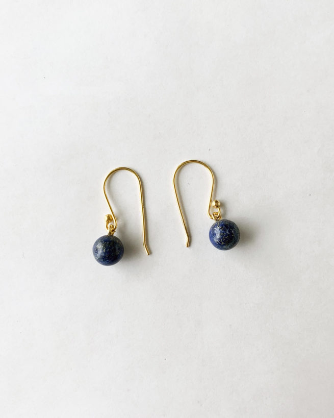 lapis gold plated drop earrings by veda
