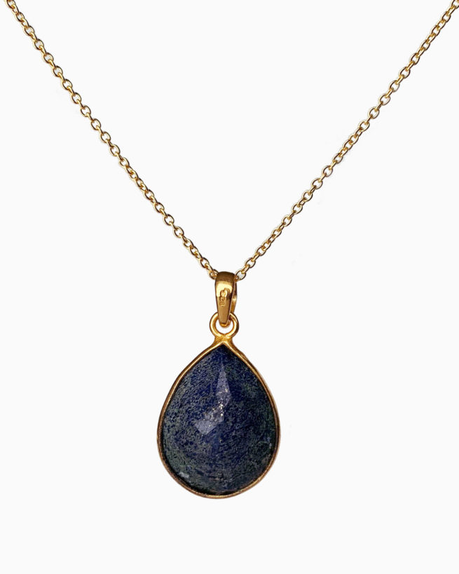 gold plated large lapis necklace by veda