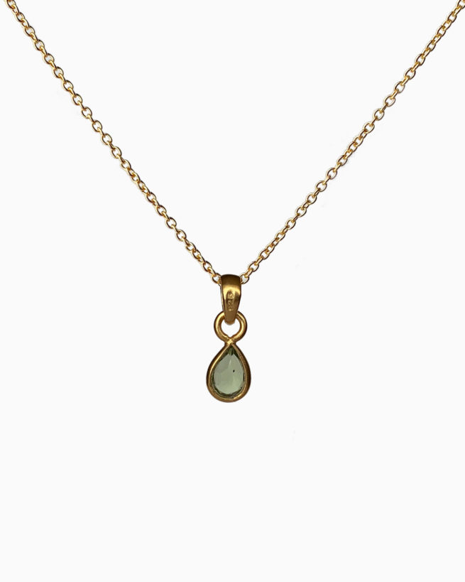 gold plated peridot small stone necklace by veda