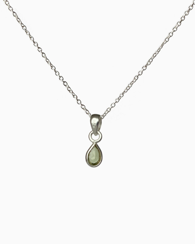 silver peridot small stone necklace by veda