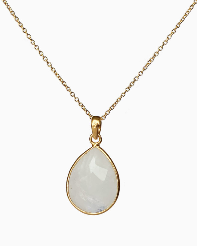 gold plated large rainbow moonstone necklace by veda