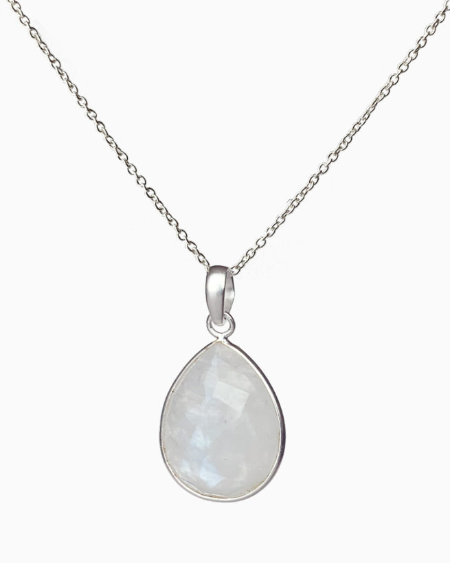 silver large rainbow moonstone necklace by veda