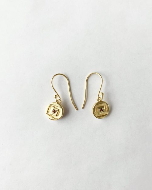 gold plated root chakra drop earrings by veda