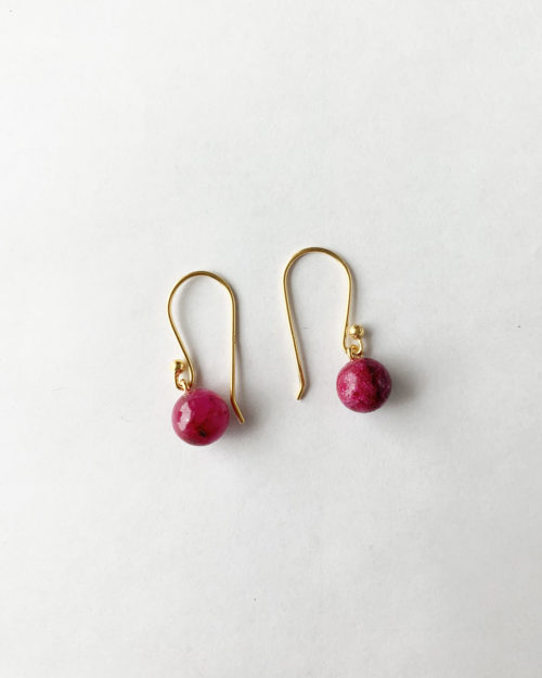 ruby gold plated drop earrings by veda