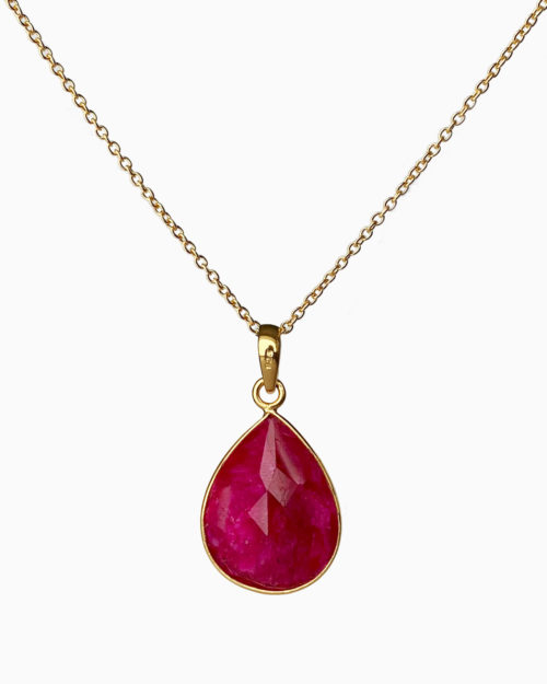 gold plated large ruby necklace by veda