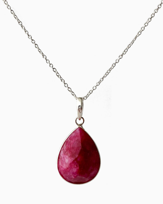 silver large ruby necklace by veda