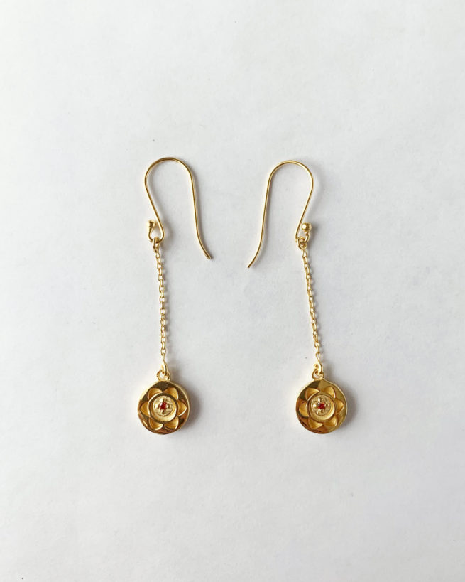 gold plated sacral chakra chain earrings by veda