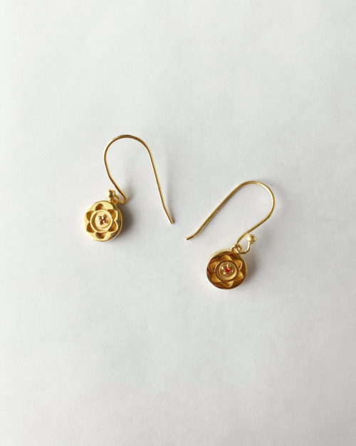 gold plated sacral chakra drop earrings