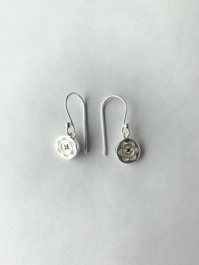 silver sacral chakra drop earrings