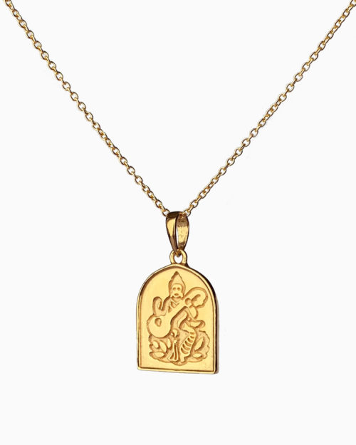 gold plated saraswati pendant by veda
