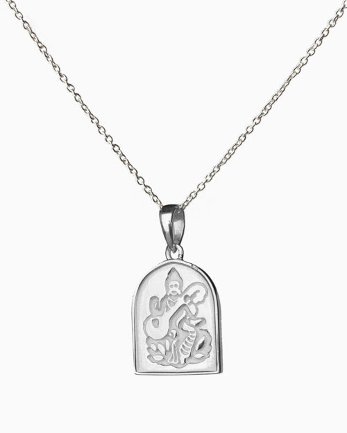 silver saraswati pendant by veda