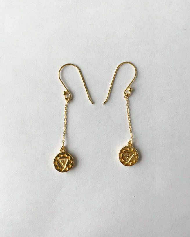 gold plated solar plexus chakra chain earrings by veda
