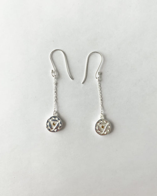 silver solar plexus chakra chain earrings by veda