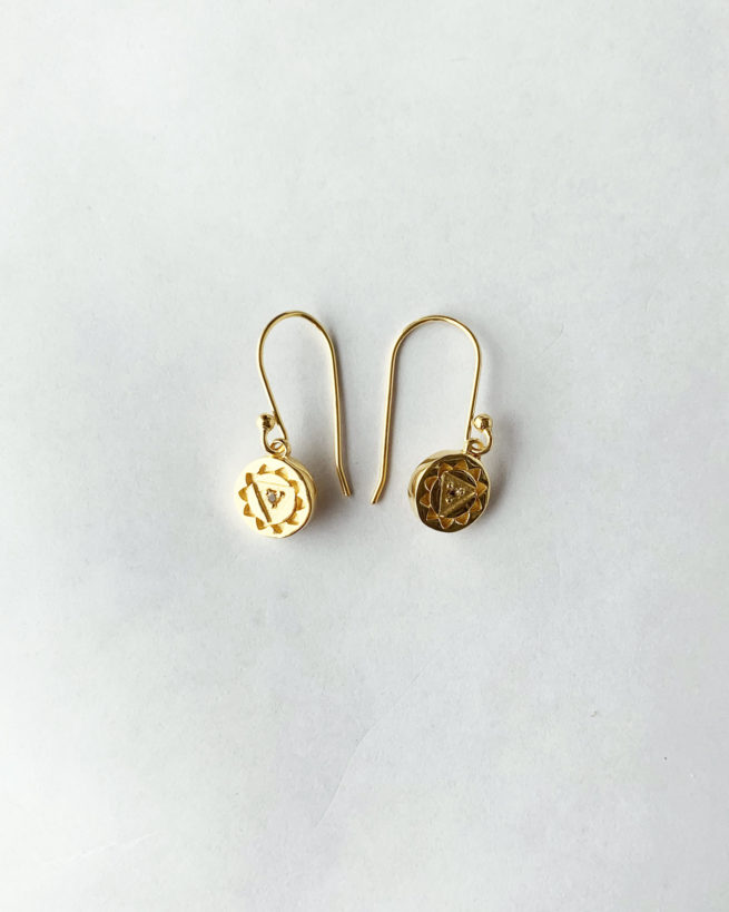 solar plexus chakra gold plated drop earrings